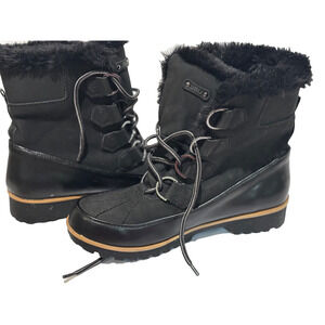 JBU by Jambu Weather Ready Black Rubber Heel Fur Above Ankle LaceUp womens sz 8